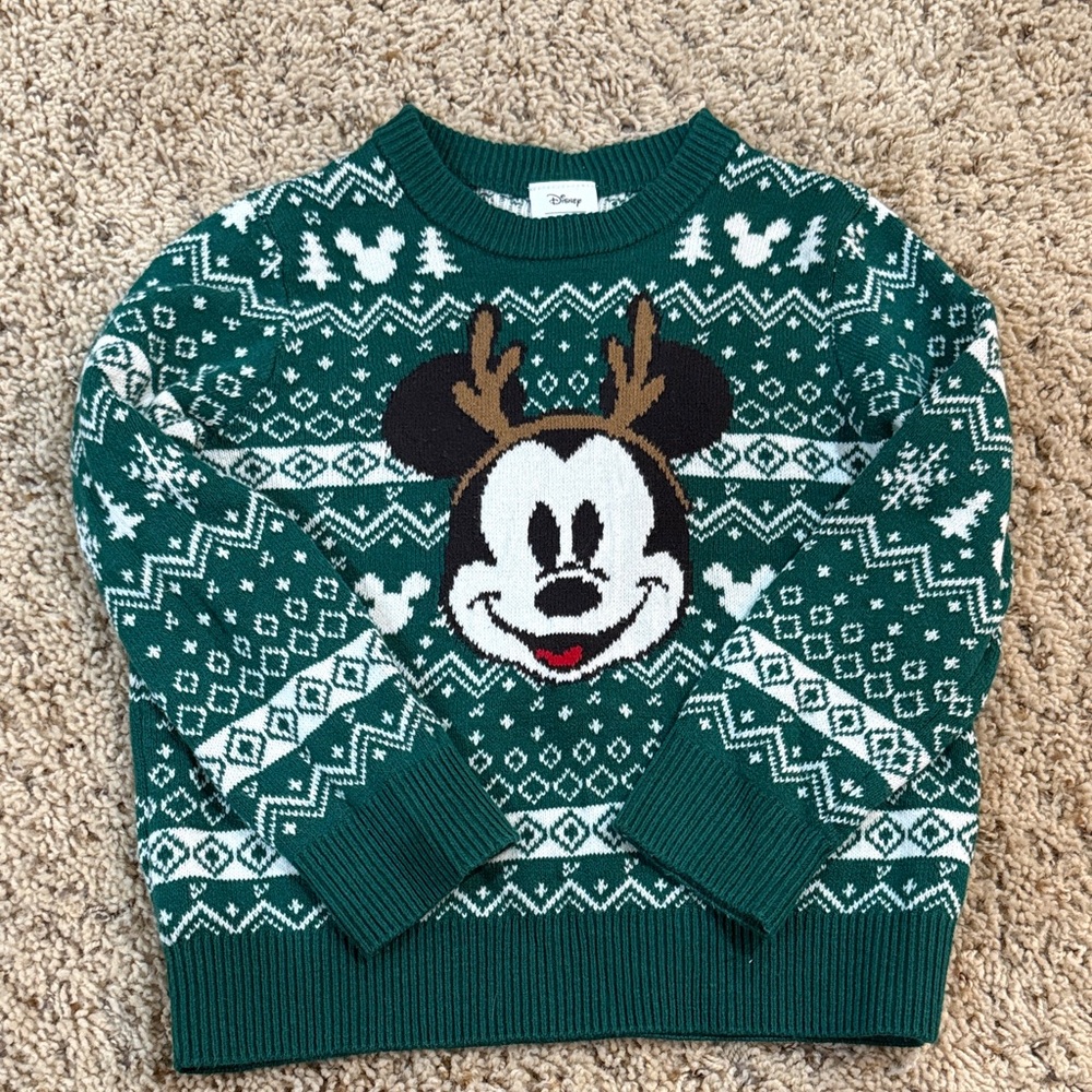 Disney Festive Green Mickey Mouse Knit Sweater
